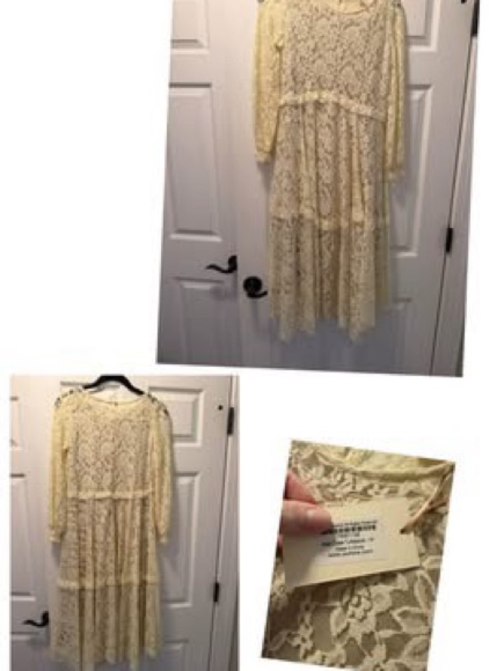 NWT Girls 14 Joyfolie Cream Lace Long Sleeve Tiered Midi Dress